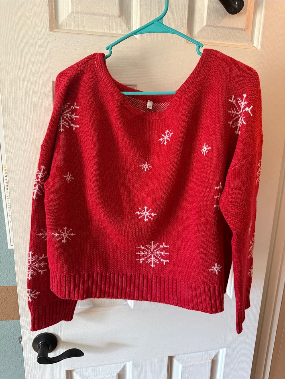 Red Snowflake Knit Women's Sweater New